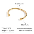 18K vergulde roestvrijstalen open armband met kogelpunten en 6,4 cm buitendiameter - Bolvormig Uiteinde Minimalistische Stijl (YYBL023028)