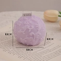 Light purple rose ball scented candle with floral relief carving and white hangtag - Macaron Purple Floral Sphere (Provence Lavender)