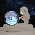 Astronaut night light figurine with blue glowing 3D moon crystal ball and white base - Sphere / Moon (Multicolor Light)