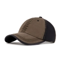 Gorra de béisbol de algodón lavado en color canela y negro con costura en zigzag - café