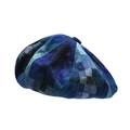 Retro plaid newsboy cap in dark blue wool blend for men and women with classic silhouette - M (56-58cm) / Color 2 (Blue Black Plaid)