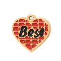 304 stainless steel heart pendant with red enamel and black Best text for DIY jewelry - Best Brick Pattern Heart