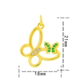 Golden micro-pave butterfly pendant with green and clear gems, size 21x18mm for DIY jewelry - Gold White Zirconia-Butterfly 0296
