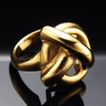 Polierter 18K Gold Edelstahl Knotenring mit minimalistischem hohl gewebtem Design - US 6 / Gold