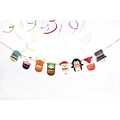Weihnachtsgirlande mit Rentier und Weihnachtsmann Motiven aus Papier für Deko - Weihnachten Kleine Tiere - Oval