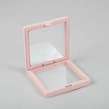 Pink square PE film jewelry display box with transparent elastic suspension membrane - Pink; 7*7*2