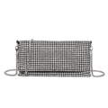 Silberne rechteckige Abendtasche mit funkelnden Strasssteinen und einer Metallkette - Silber