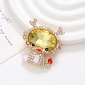 Detail of dragon brooch with yellow crystal, white enamel and gold alloy plating - Gold Base Golden Yellow (D2250)