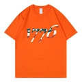 Orange oversized cotton T-shirt with 1776 US flag print in a comfortable loose fit - Orange