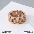 Anillo de cadena de 10mm en acero inoxidable cepillado estilo correa de oro rosa - US 7 / Oro rosa