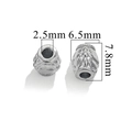 Silver stainless steel spacer bead with engravings, 6.5mm diameter and 2.5mm hole - Floral Carving / Steel