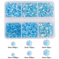 Strass blu iridescenti in scatola da 6 scomparti per bricolage e decorazione unghie - Azzurro