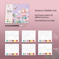 Portable watercolor coloring book with summer theme and 6 solid paint swatches per page - Summer Fun (With Brush)