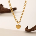 Luxurious gold-plated heart pendant necklace with thick link chain for women - OT Buckle Heart / Gold
