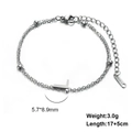 Double-layered stainless steel bead bracelet in silver finish with letter L pendant - Letter-L / Silver