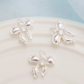 Three silver-plated bow pendants with sparkling cubic zirconia for DIY jewelry making - Silver Bowknot