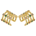 Multilayer gold ear cuff with colorful gemstones and sparkling rhinestones for women - VE1473 Multi-layer Color Zircon / Gold