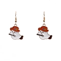 Boucles d'oreilles fantômes avec chapeaux orange et crochets dorés pour bijoux Halloween - Boucles d'Oreilles Chapeau de Sorcier