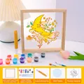 DIY moon painting kit with solid wood frame, acrylic glass, and colorful glass pigments - Moon Style 15x15cm