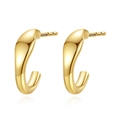 Boucles d'oreilles minimalistes en argent S925 doré avec une forme courbe épurée - Argent 925 / Couleur Or 18K (FDEH-027)