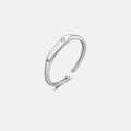 Verstelbare S925 sterling zilveren ring met rechthoekige bovenkant en kleine diamant - Verstelbaar Open / Platina