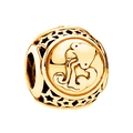 Golden Aquarius zodiac charm bead with embossed pattern and hollow star details - Aquarius / Gold
