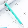 Mint green glitter metal click ballpoint pen with polished silver accents on white mesh - Fluorescent Green (Silver Parts)