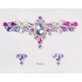Colorful floral face rhinestone sticker set with pink and purple jewels, model FG324 - FG324 Forehead Eye Decor Style