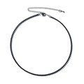 Detailed view of adjustable black rhinestone choker necklace with metallic clasp and chain - Black Rhinestone (Gun Black Plated)