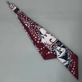 Vintage Baumwoll-Bandana im US-Stil mit nautischem Anker-Muster und silberner Metallschnalle - Schal-Anhänger / Rotes Segelschiff mit Ring
