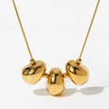 Collana a catena a serpente dorata con tre ciondoli a forma di fagiolo lucido - Stile Dorato (D959)