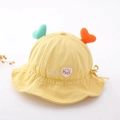Cute yellow baby sun hat with colorful 3D hearts and smile embroidery design - 8 Months-3 Years (46-50cm) / 08 Yellow (Heart Style)