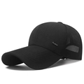 Atmungsaktive schwarze Mesh-Basecap für Herren mit hochwertigem Metall-Logo - Verstellbar / Schwarz (Quadratisches Etikett-Stil)