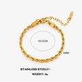 Bracciale a catena a corda da 4mm in acciaio inossidabile dorato per donna - Bracciale Oro 4mm