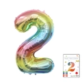 Rainbow gradient number 2 foil balloon with packaging for party birthday decoration - 40-inch Gradient 2-piece Paper Card
