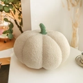 Cute cream white pumpkin plush pillow with green stem for home decor and sofa decoration - 23cm / White