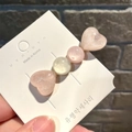 Sweet pink heart and glitter hair clip made of resin on a presentation card - Beaded Ice Heart / Pink