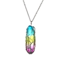 Rainbow crystal tree of life teardrop necklace with silver wire wrap and fine chain - Rainbow Crystal Point + Stainless Steel Chain