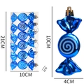Set of 6 blue candy-shaped Christmas tree ornaments with silver swirl patterns - Set of 6 / Blue