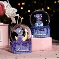 Mini lavender crystal balls with purple bears and floral relief on decorative bases - 3082 Purple Bear