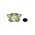 Mignonne épingle en émail fée grenouille verte avec ailes et baguette d'étoile - C2561-1 Broche Grenouille Fée