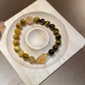 Tiger eye bead bracelet with faceted amber crystal and golden floral spacer beads - Irregular Faceted Citrine Tiger Eye Style (16#)