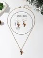 Parure de bijoux de Noël avec collier canne en sucre émaillé rouge vert et boucles - XL03-Sucre d'Orge avec Nœud