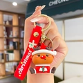 Cute Christmas reindeer keychain with red silicone strap and 3D cartoon figurine pendant - Red Clothes Deer (Christmas Deer)