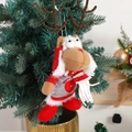 Christmas reindeer plush doll ornament with silver sequins and red skirt on tree - Christmas Reindeer