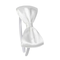 Elegant white satin headband featuring a large handmade bow for girls and women - White