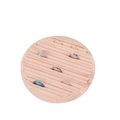 Espositore circolare in legno massello con fodera in velluto rosa per riporre anelli - Diametro 15cm / Bianco Sporco
