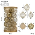 Set mit 25 goldenen 5-cm-Weihnachtskugeln in 5 Texturen mit transparentem Zylinder - 25 Stück/Eimer / Gold