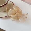 Champagne organza flower hair claw clip with bow on elegant white background - Champagne Organza Bow (Claw Clip)
