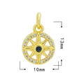 18K gold-plated compass pendant with blue center stone and crystals, 13x10mm size - Gold - Steering Wheel 1580